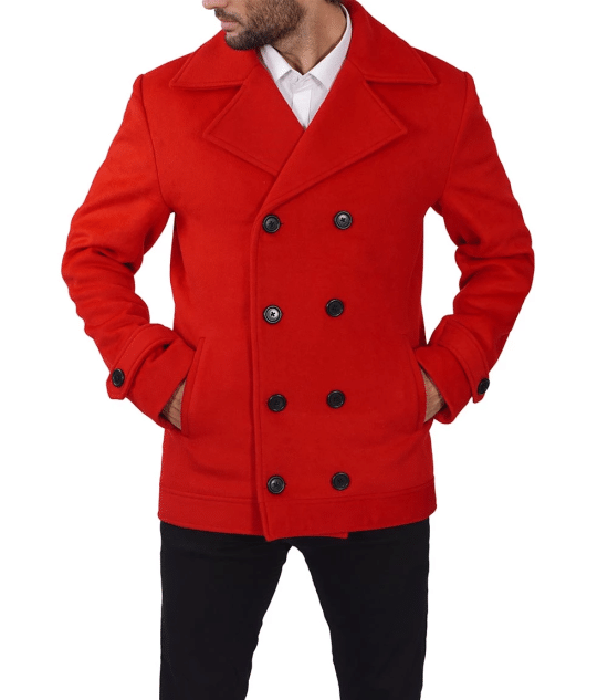 Mens double breasted wool peacoat hotsell