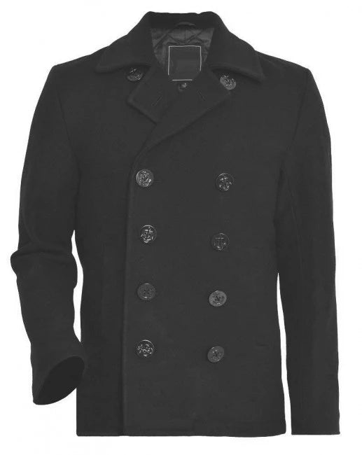 Double breasted wool peacoat mens best sale