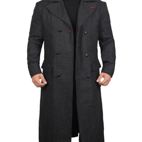 Detective Grey Long Wool Trench Coat Men
