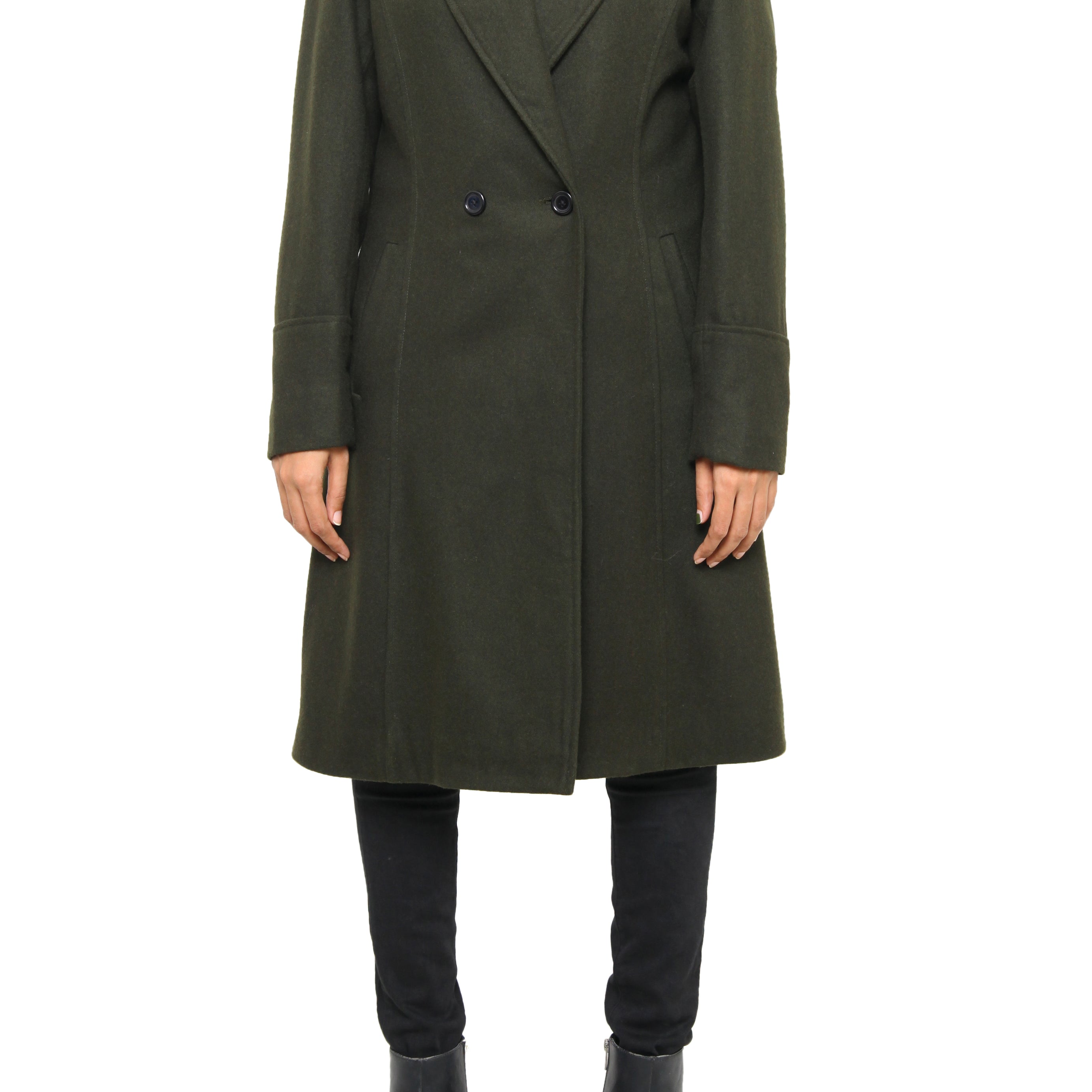 Olive-Green Women’s Wool-Blend Coat