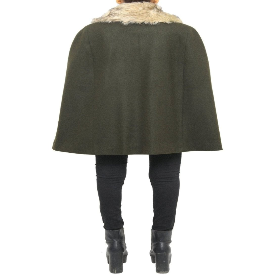 Chic Olive Green Wool Blend Women Cape Coat