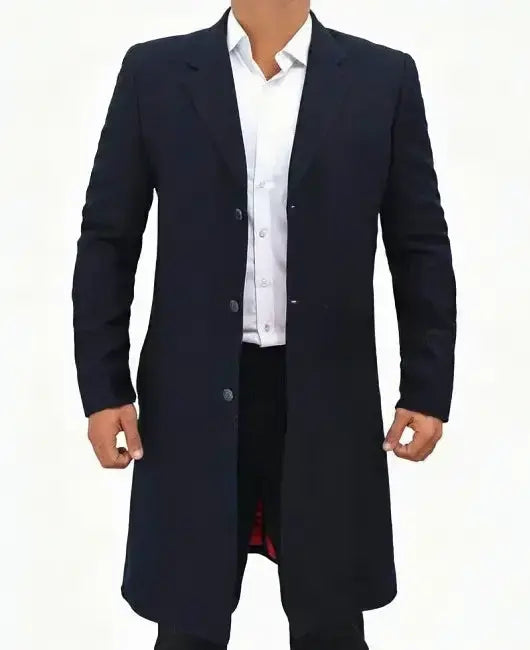 Paul Mens Dark Blue Long Wool Coat