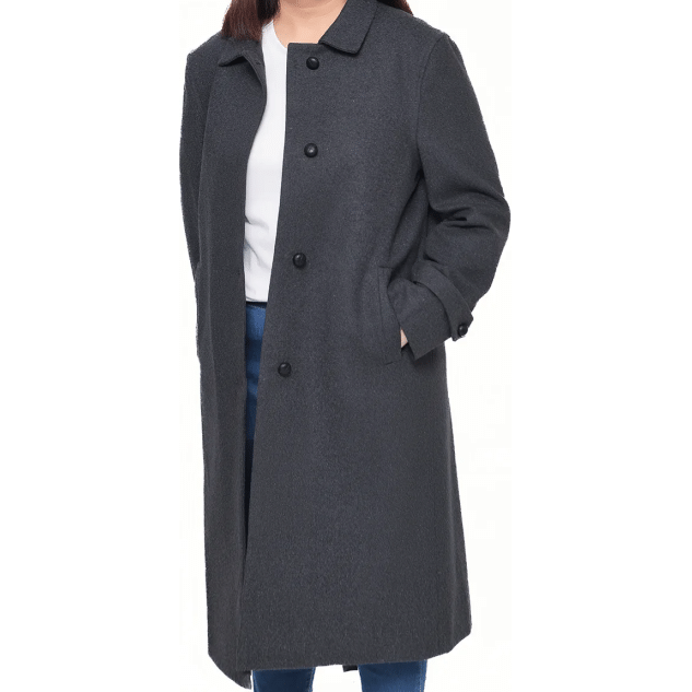Patrice Womens Regular Fit Charcoal Grey Wool Coat