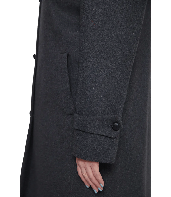 Patrice Womens Regular Fit Charcoal Grey Wool Coat