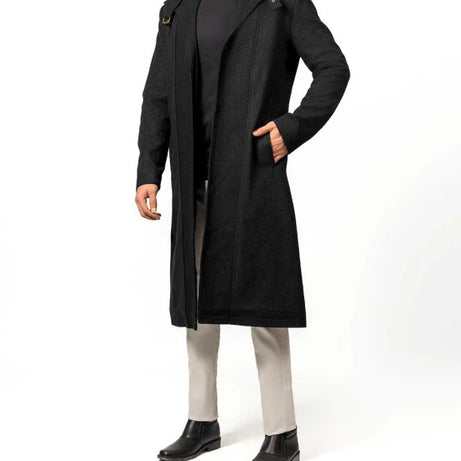 Abbate Dark Grey Long Mens Wool Coat