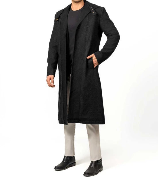Abbate Dark Grey Long Mens Wool Coat