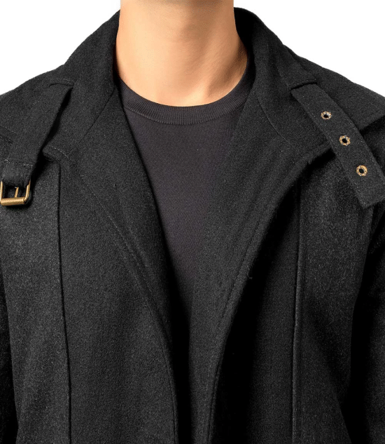 Abbate Dark Grey Long Mens Wool Coat