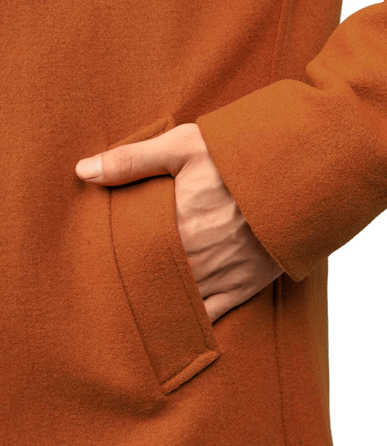 Ferdinand Mens Rust Long Wool Overcoat