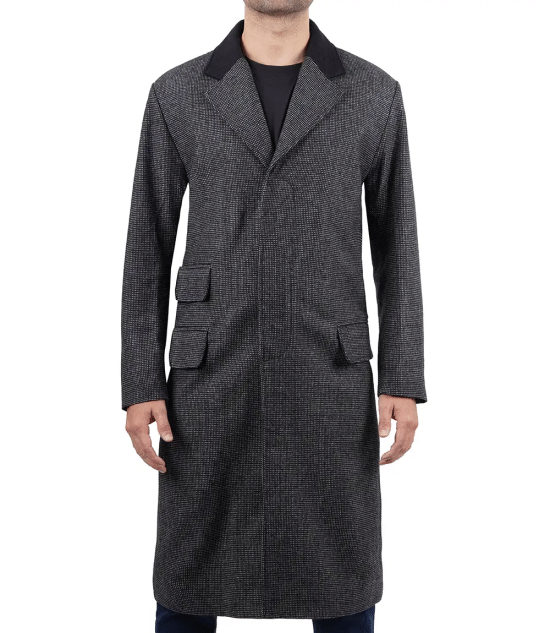 Joel Men's Charcoal Grey Long Wool Coat