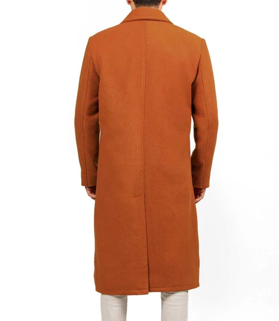 Ferdinand Mens Rust Long Wool Overcoat