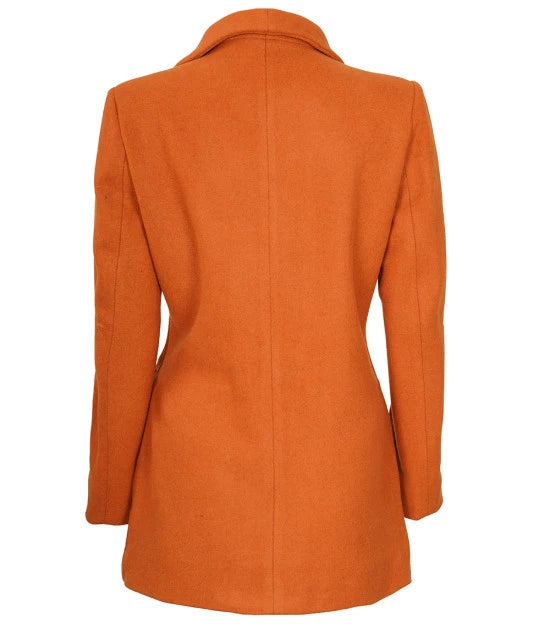 Barbara Womens 3/4 Length Rust Wool Overcoat