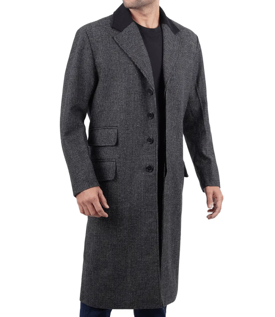 Joel Men's Charcoal Grey Long Wool Coat