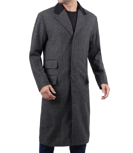 Joel Men's Charcoal Grey Long Wool Coat