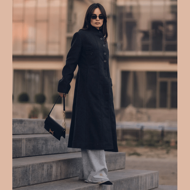 Michelle Charcoal Grey Long Wool Coat Women