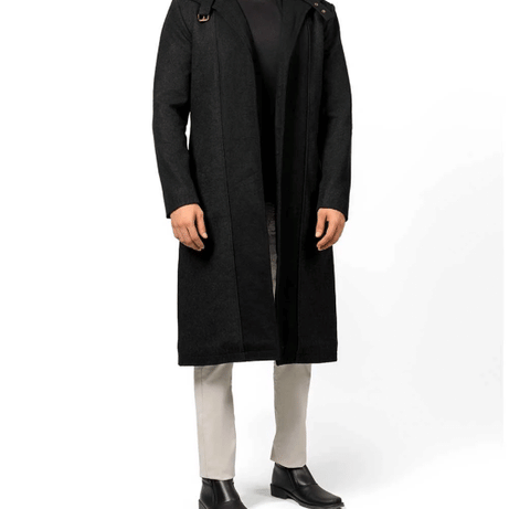 Abbate Dark Grey Long Mens Wool Coat