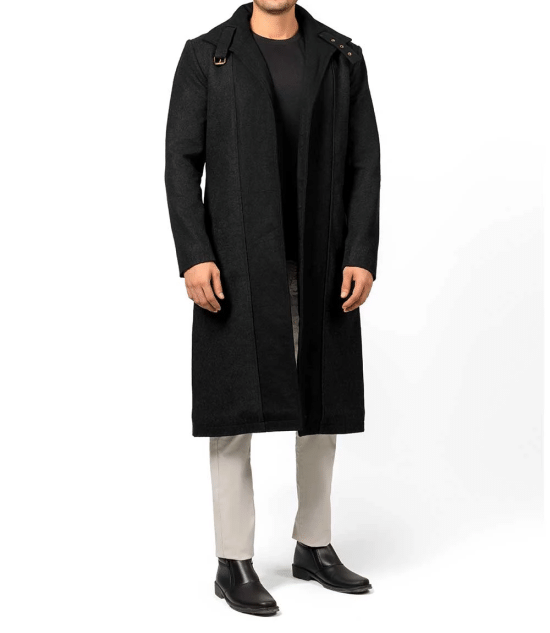 Abbate Dark Grey Long Mens Wool Coat