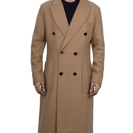 Fredrick Men's Double Breasted Beige Wool Coat Men