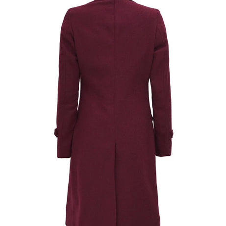 Doris Women's Double Breasted Maroon Wool Coat