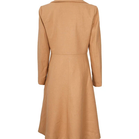 Women's Beige Double-Breasted Wool Overcoat