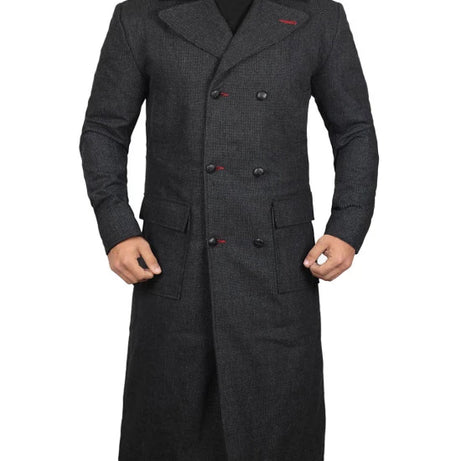 Detective Grey Long Wool Trench Coat Men