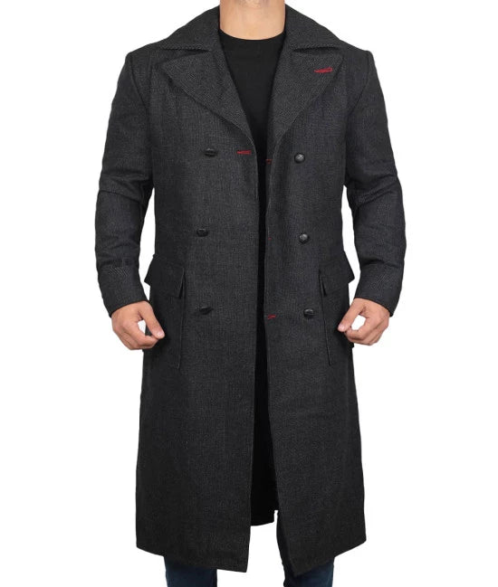 Grey trench coat mens clearance