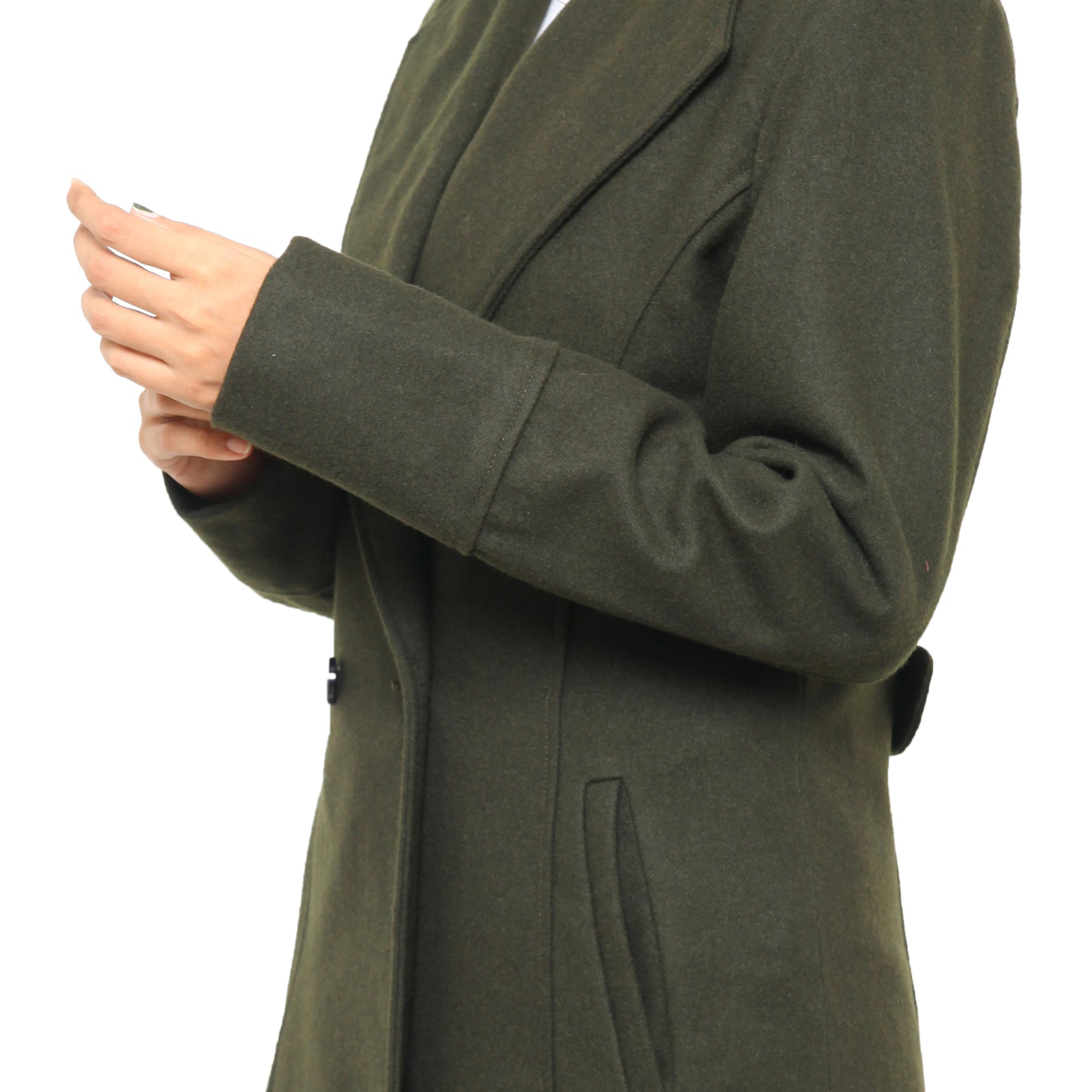 Olive-Green Women’s Wool-Blend Coat