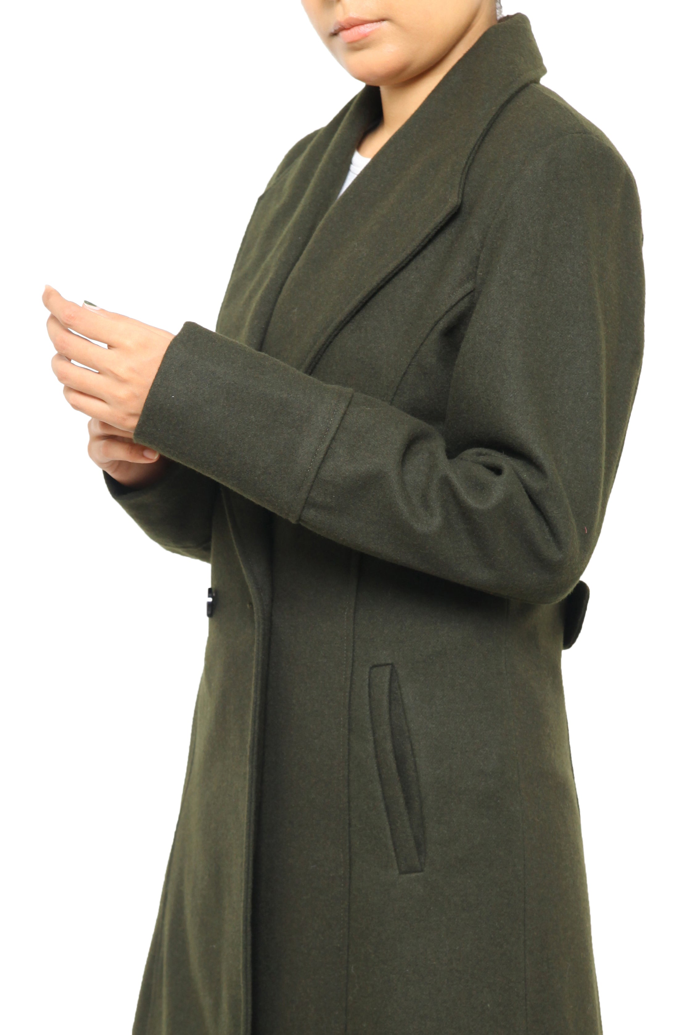Olive-Green Women’s Wool-Blend Coat