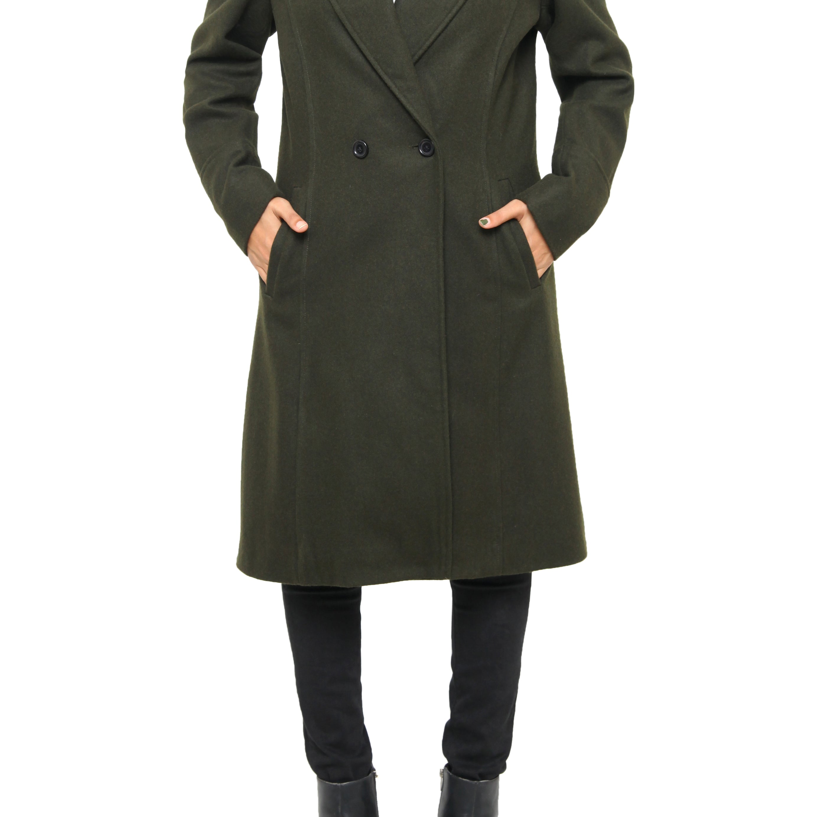 Olive-Green Women’s Wool-Blend Coat