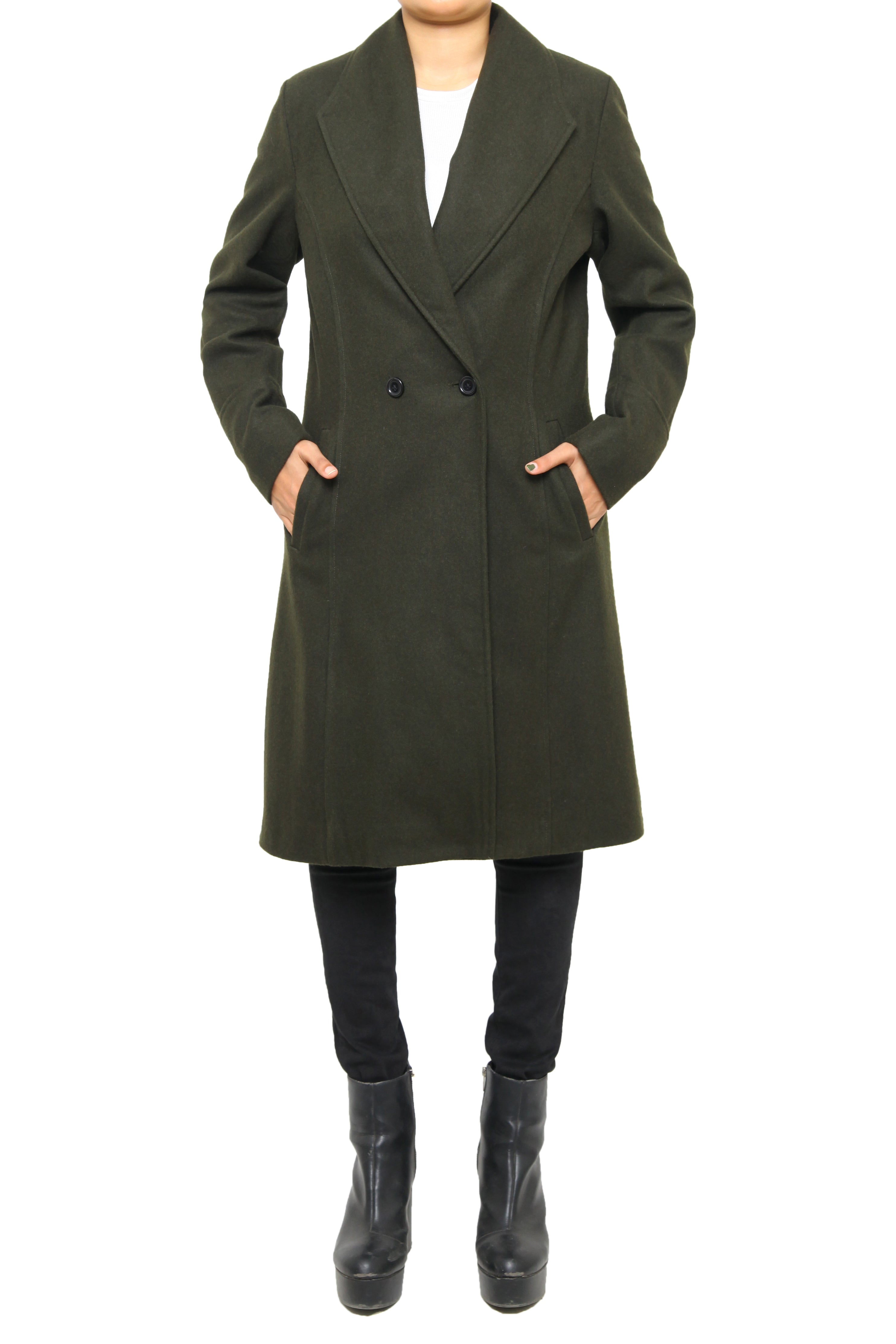 Olive-Green Women’s Wool-Blend Coat