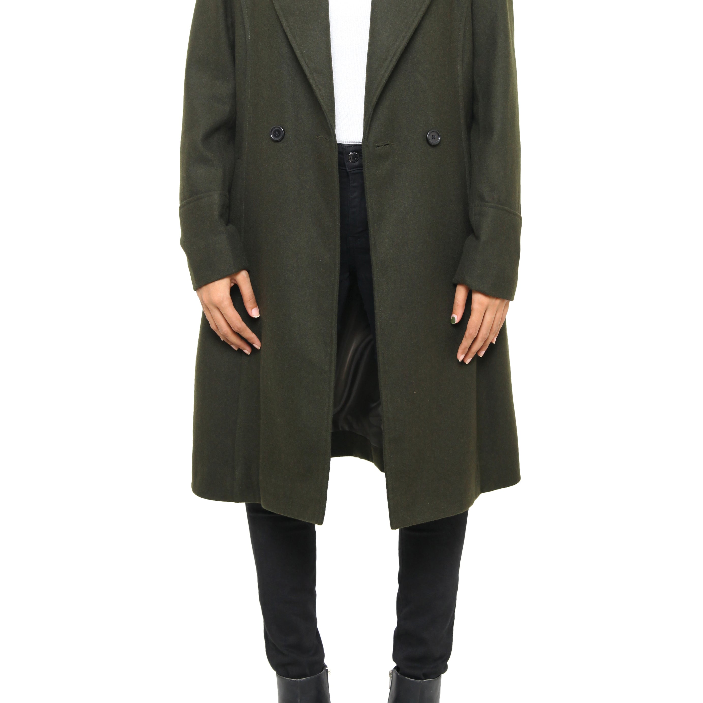 Olive-Green Women’s Wool-Blend Coat