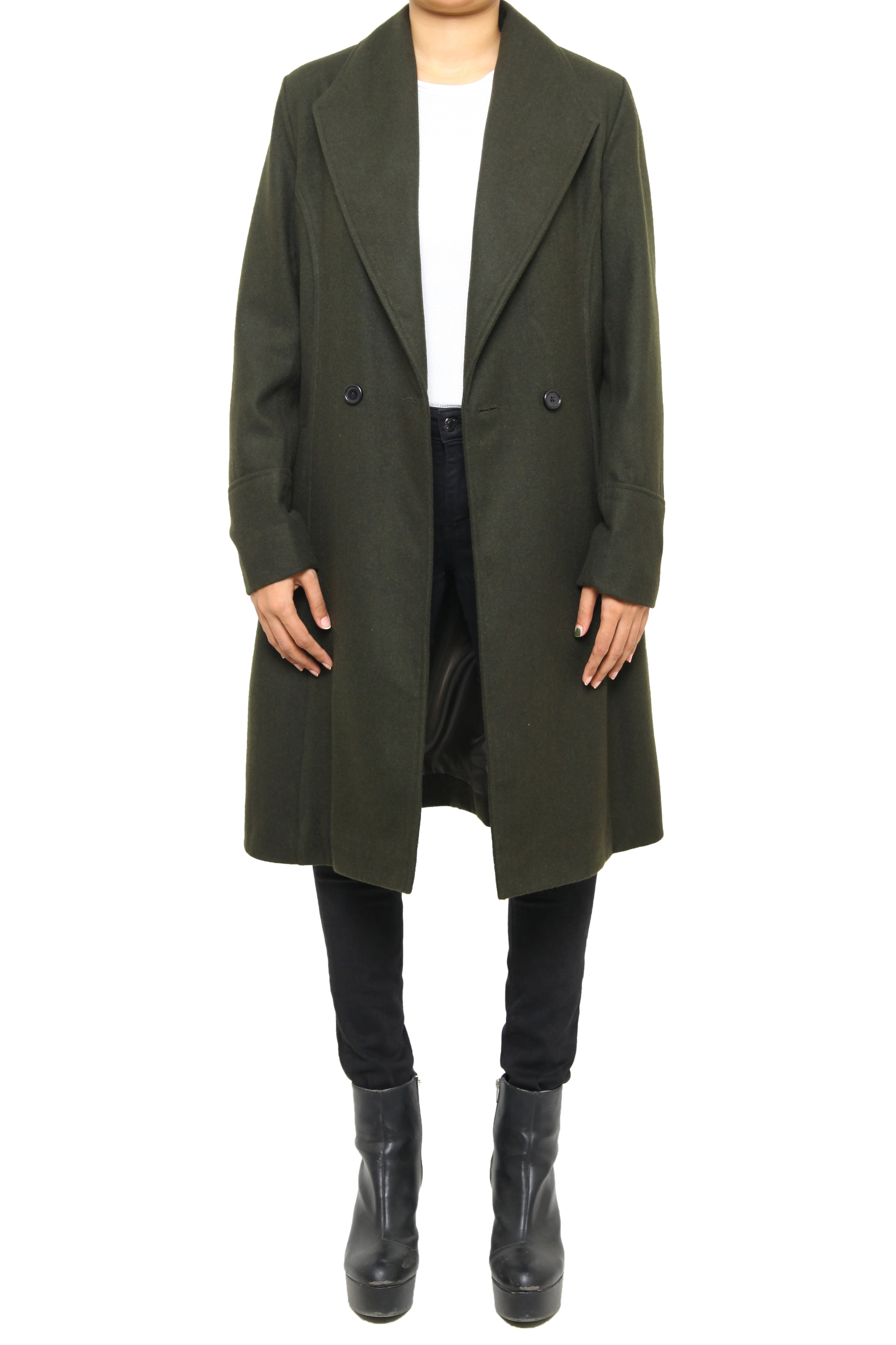 Olive-Green Women’s Wool-Blend Coat