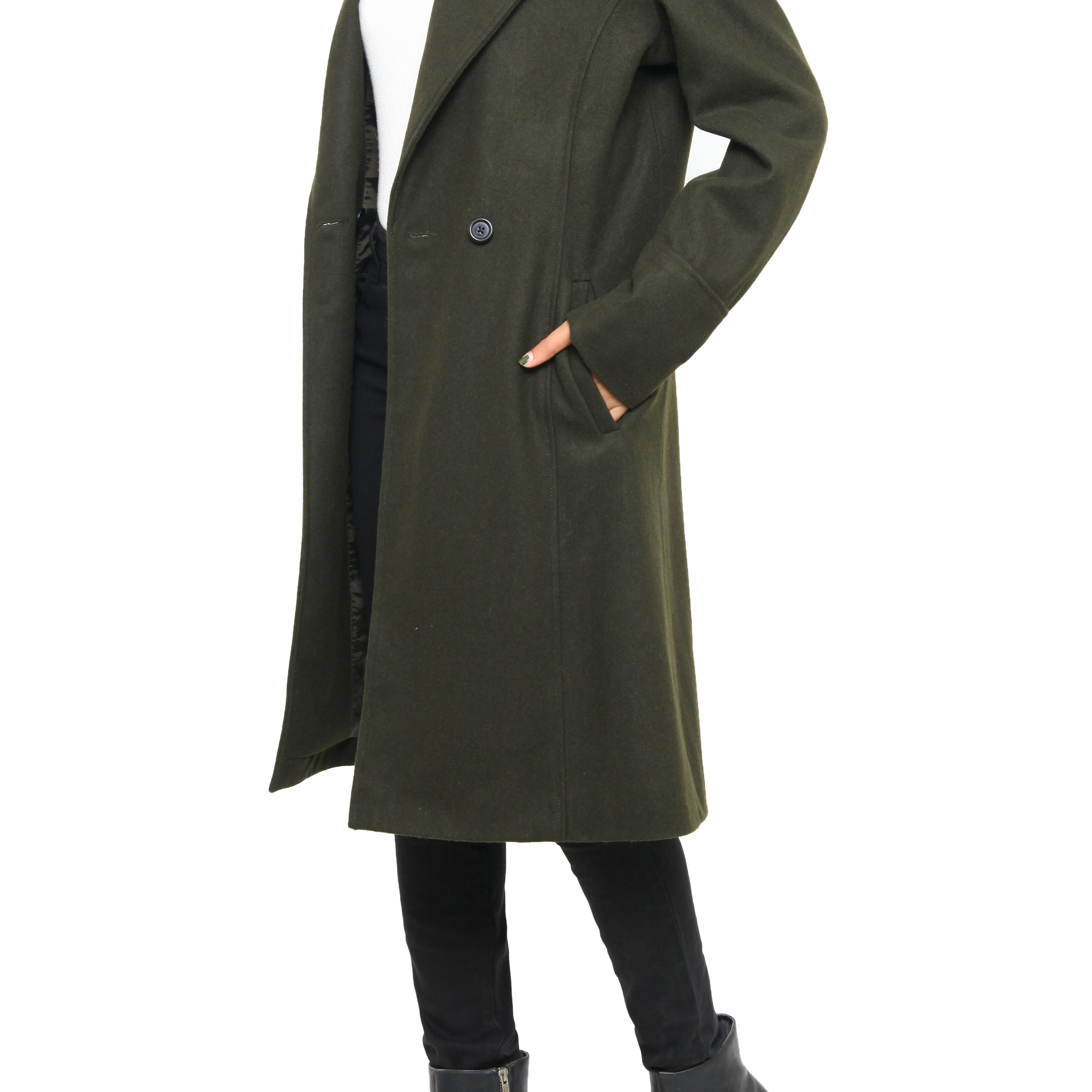 Olive-Green Women’s Wool-Blend Coat