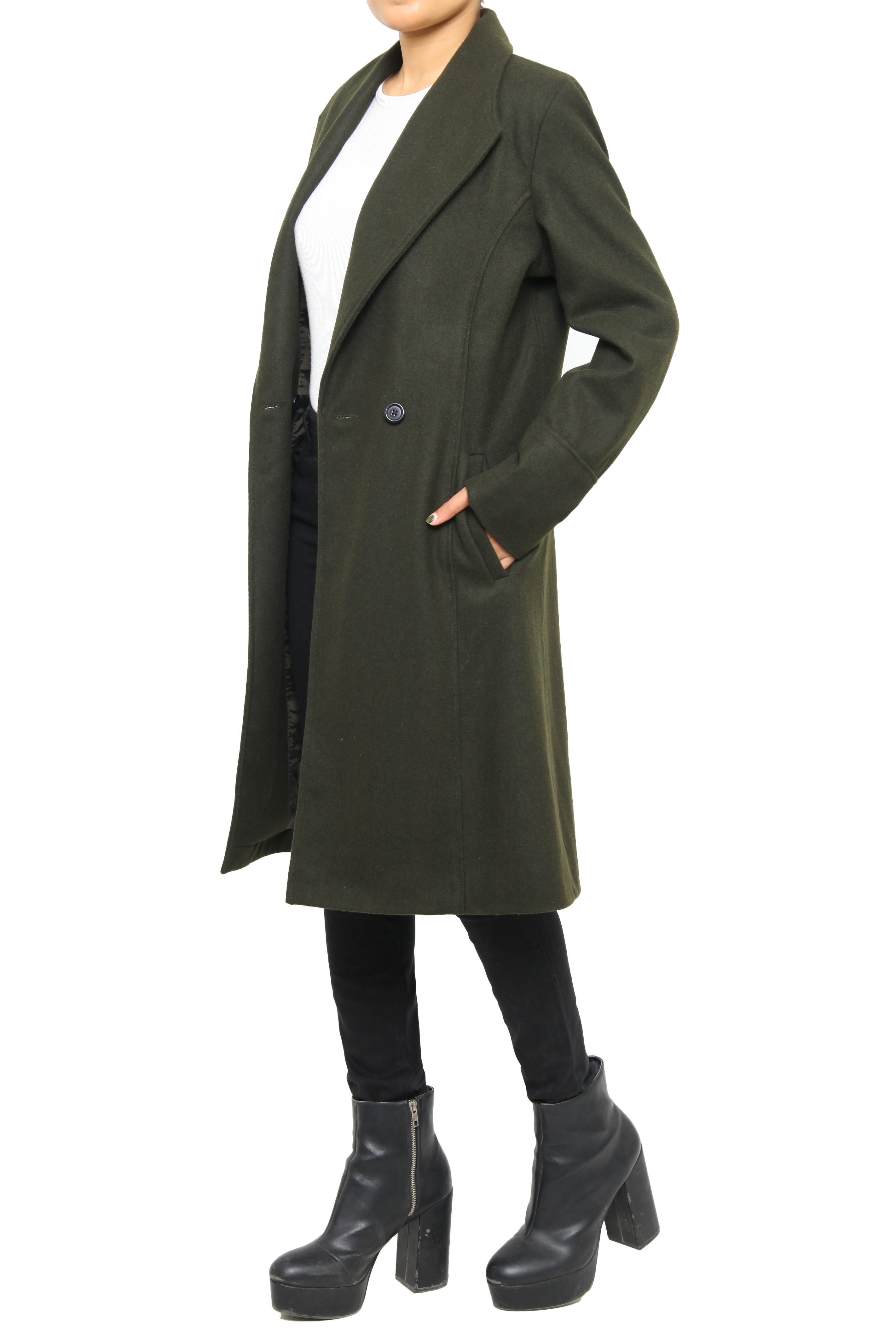 Olive-Green Women’s Wool-Blend Coat