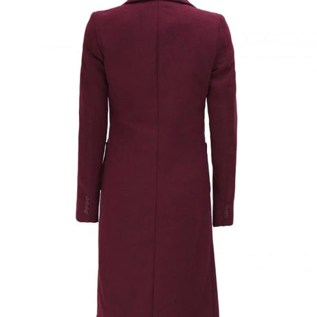 Connie Regular Fit Maroon Long Wool Coat - Overcoat for Women