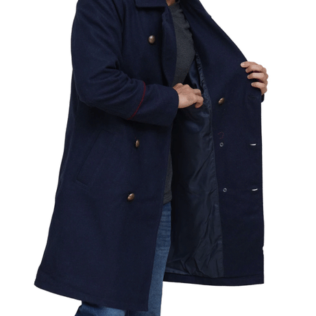 Men's Double Breasted Blue Peacoat
