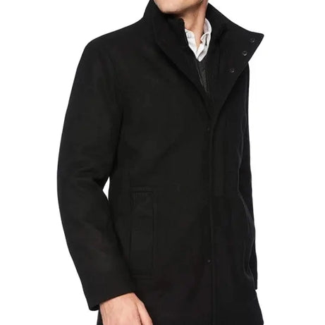 Rafferty Black Modern Fit Wool Coat for Men