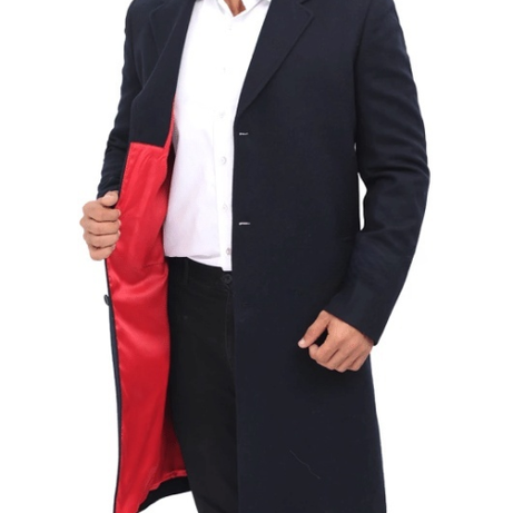 Paul Mens Dark Blue Long Wool Coat