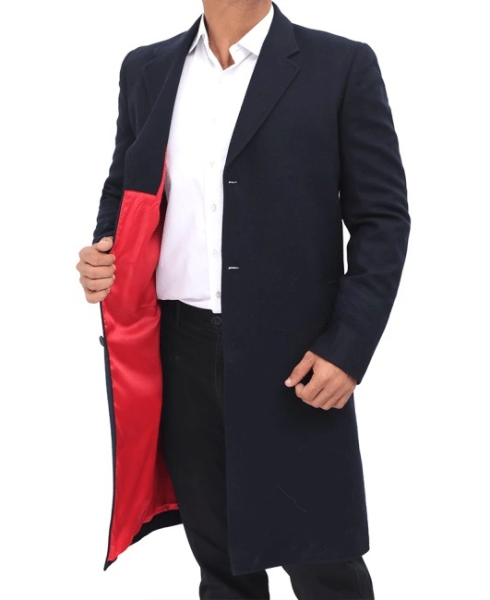 Paul Mens Dark Blue Long Wool Coat