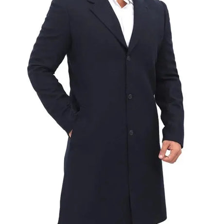 Paul Mens Dark Blue Long Wool Coat