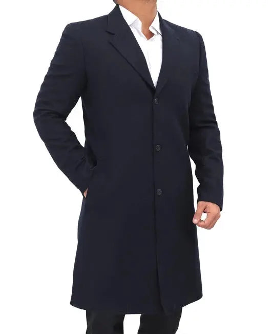 Paul Mens Dark Blue Long Wool Coat