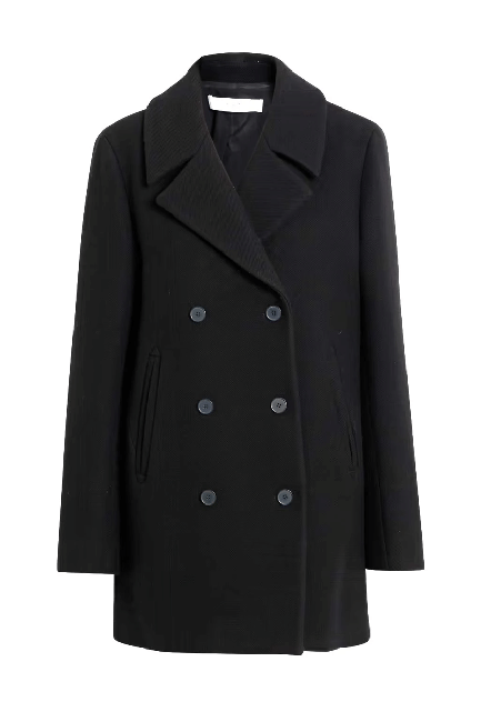 Shalon Double Breasted Womens Black Wool Coat