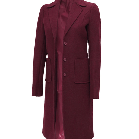 Connie Regular Fit Maroon Long Wool Coat - Overcoat for Women