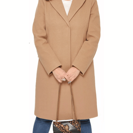 Aline Womens Regular Fit Beige Wool Coat