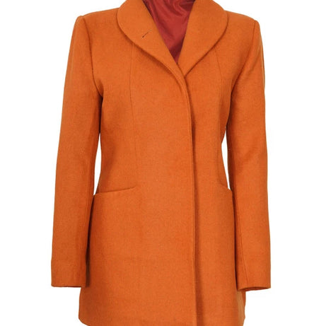 Barbara Womens 3/4 Length Rust Wool Overcoat