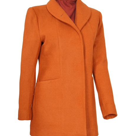 Barbara Womens 3/4 Length Rust Wool Overcoat