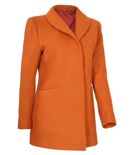 Barbara Womens 3/4 Length Rust Wool Overcoat