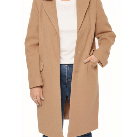 Aline Womens Regular Fit Beige Wool Coat