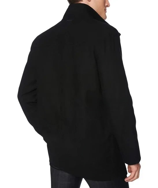 Rafferty Black Modern Fit Wool Coat for Men