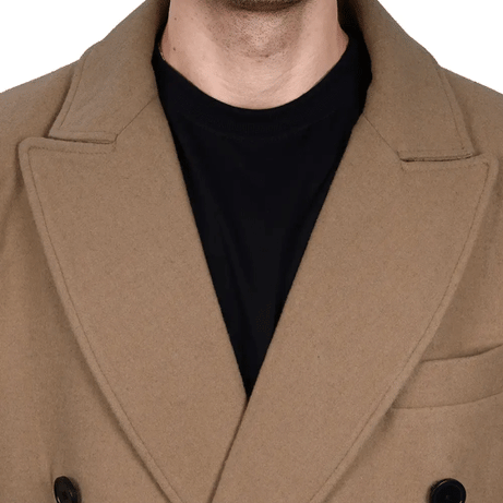 Fredrick Men's Double Breasted Beige Wool Coat Men
