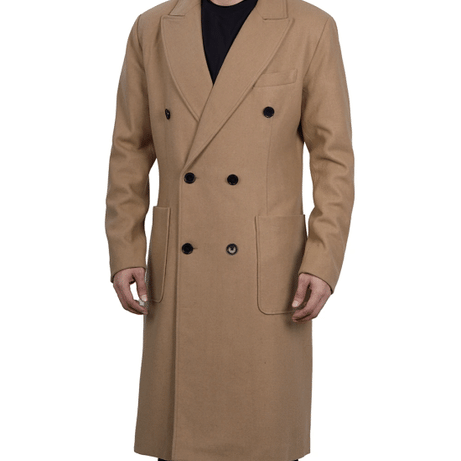 Fredrick Men's Double Breasted Beige Wool Coat Men